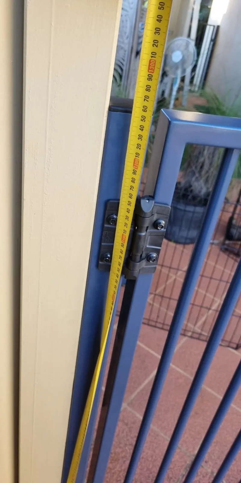 before Dark Blue Powder-coated Steel Swing Gate – Manual Gates, Kearneys Spring