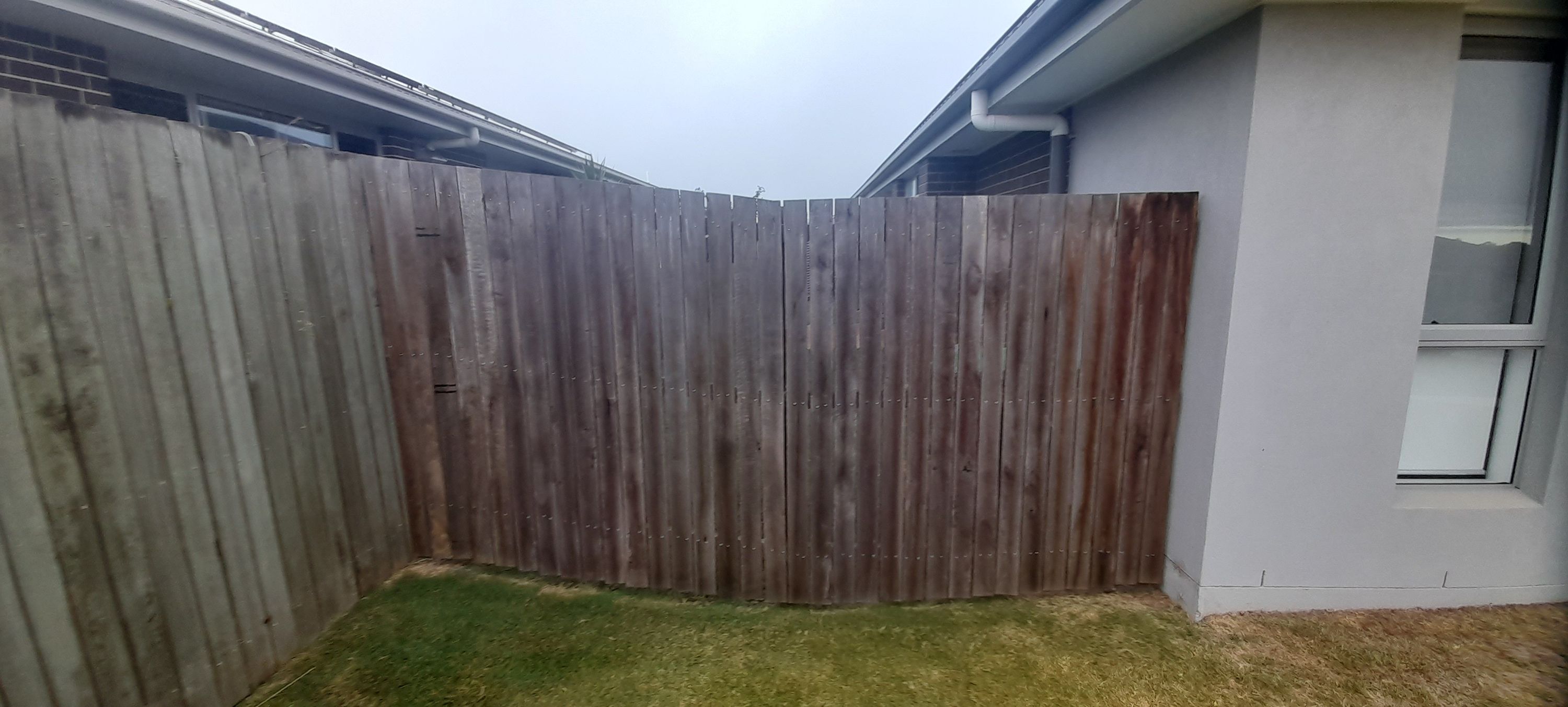 before Wood-look Timber Swing Gate – Swing Gate install, Highfields