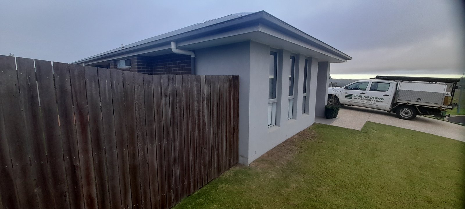 before Wood-look Timber Swing Gate – Swing Gate install, Highfields