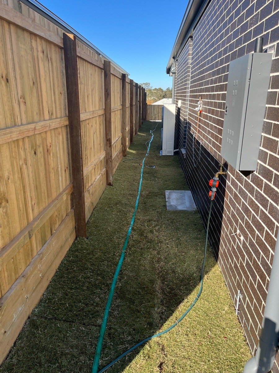 before Surfmist Powder-coated Aluminium Swing Gate – Gates, Harristown