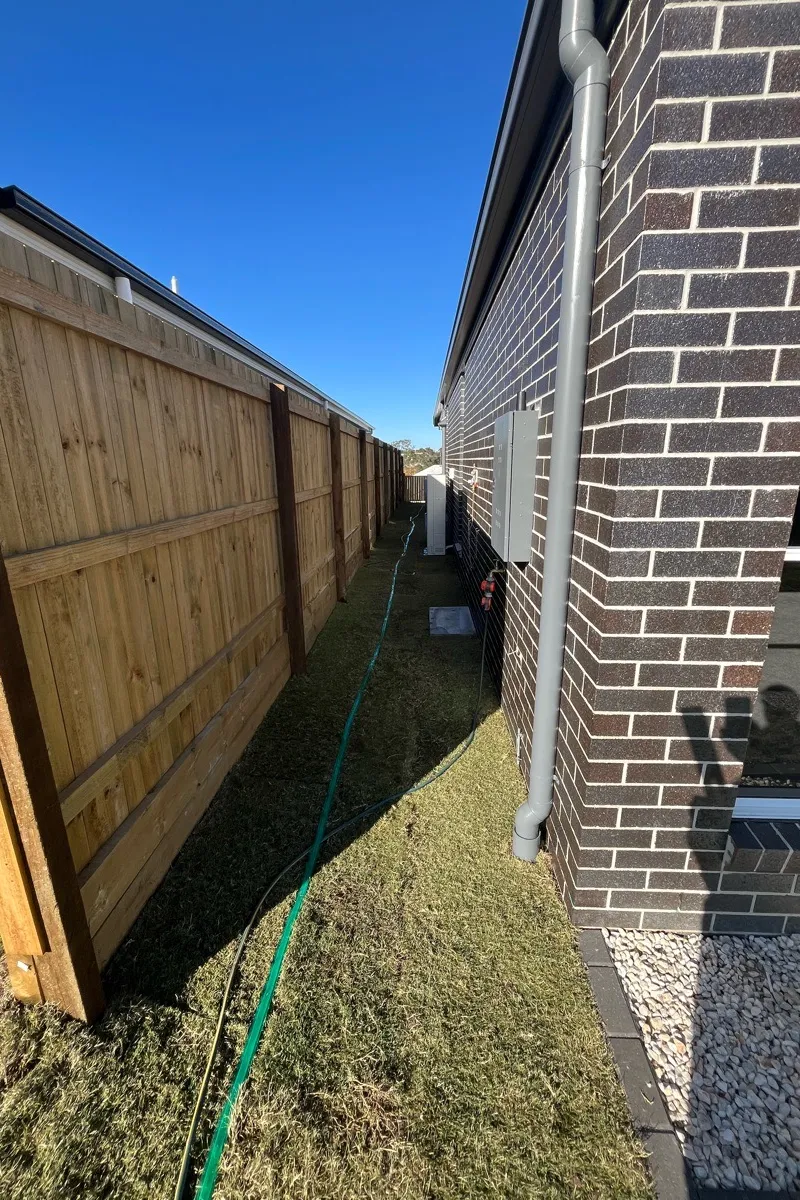 before Surfmist Powder-coated Aluminium Swing Gate – Gates, Harristown