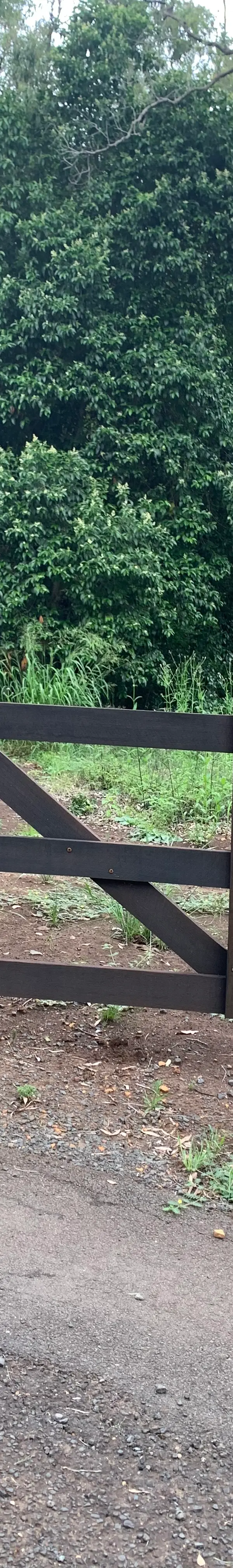 before Brown Timber Sliding Gate – Gate + Motor, Upper Flagstone