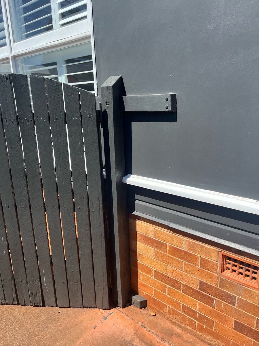 before Dark Blue Timber Swing Gate – Double Swing Gate, Mount Lofty