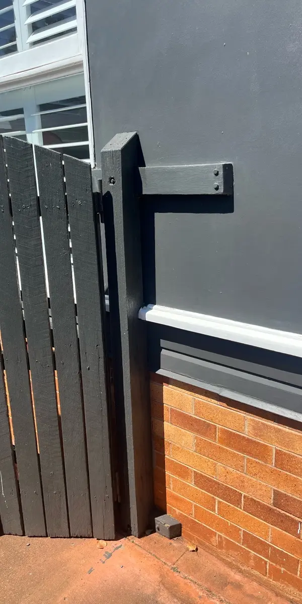 before Dark Blue Timber Swing Gate – Double Swing Gate, Mount Lofty