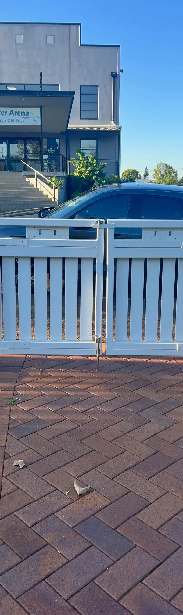 before White Timber Sliding Gate – Slide Gate & Motor, Newtown