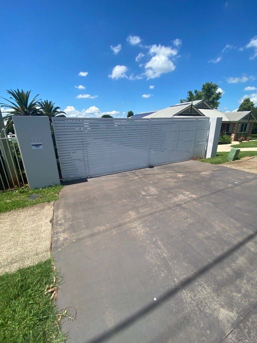before White Powder-coated Aluminium Swing Gate – Gate + Motor, Middle Ridge