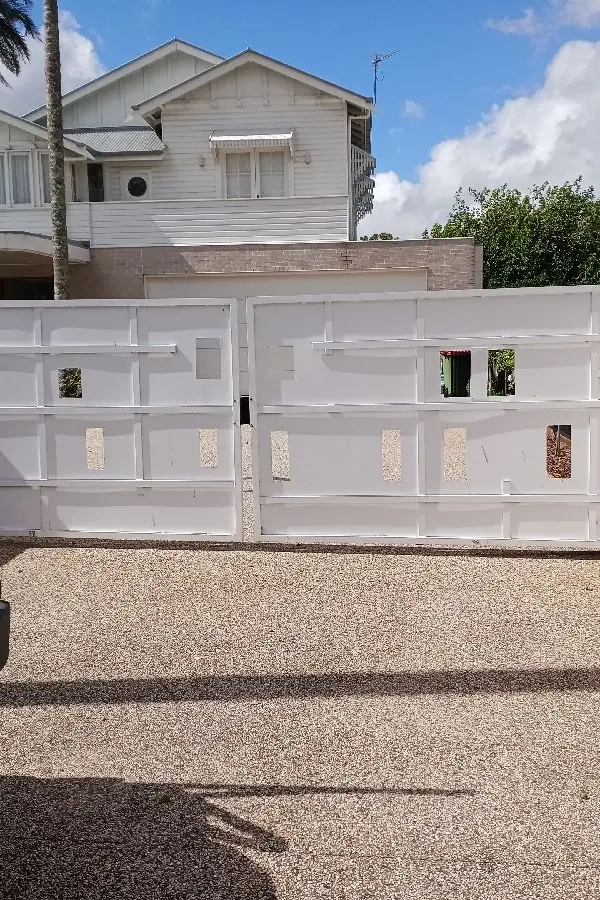 before White Powder-coated Steel Sliding Gate – Gate Fabrication, Rangeville