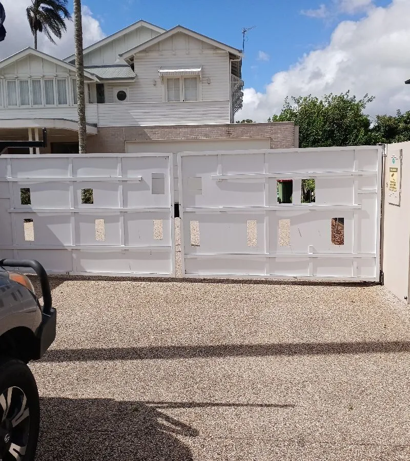 before White Powder-coated Steel Sliding Gate – Gate Fabrication, Rangeville