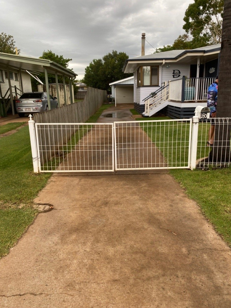 before White Powder-coated Steel Swing Gate – Slide Gate + Motor, Oakey