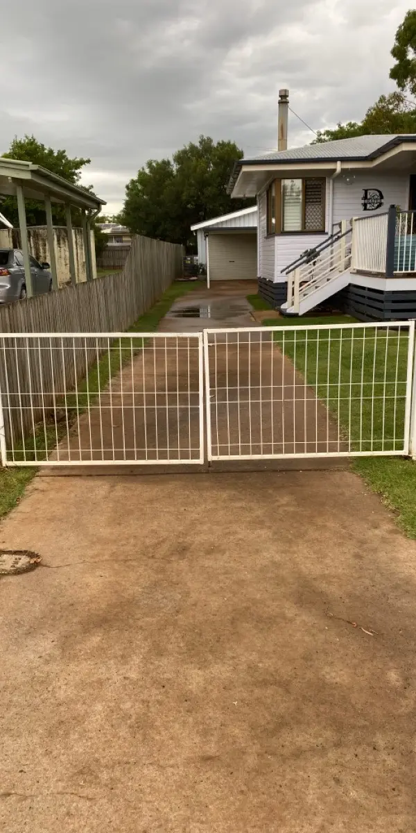 before White Powder-coated Steel Swing Gate – Slide Gate + Motor, Oakey