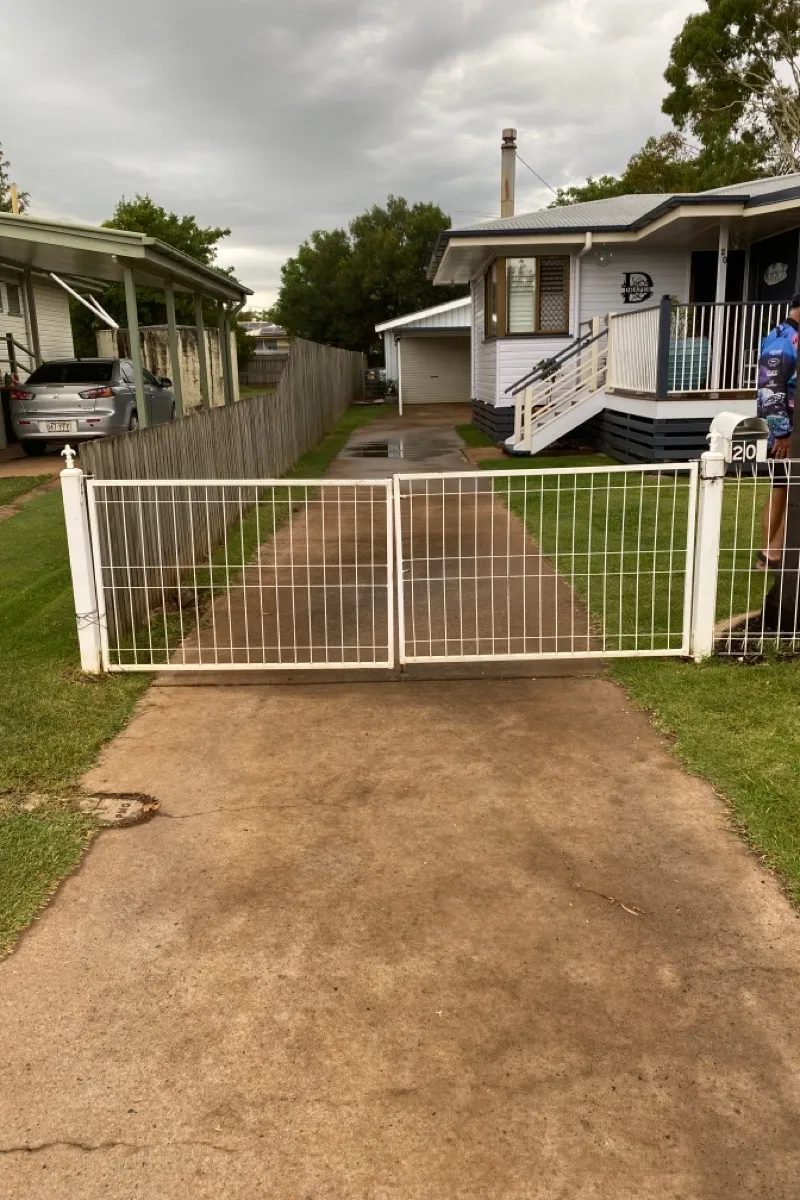 before White Powder-coated Steel Swing Gate – Slide Gate + Motor, Oakey