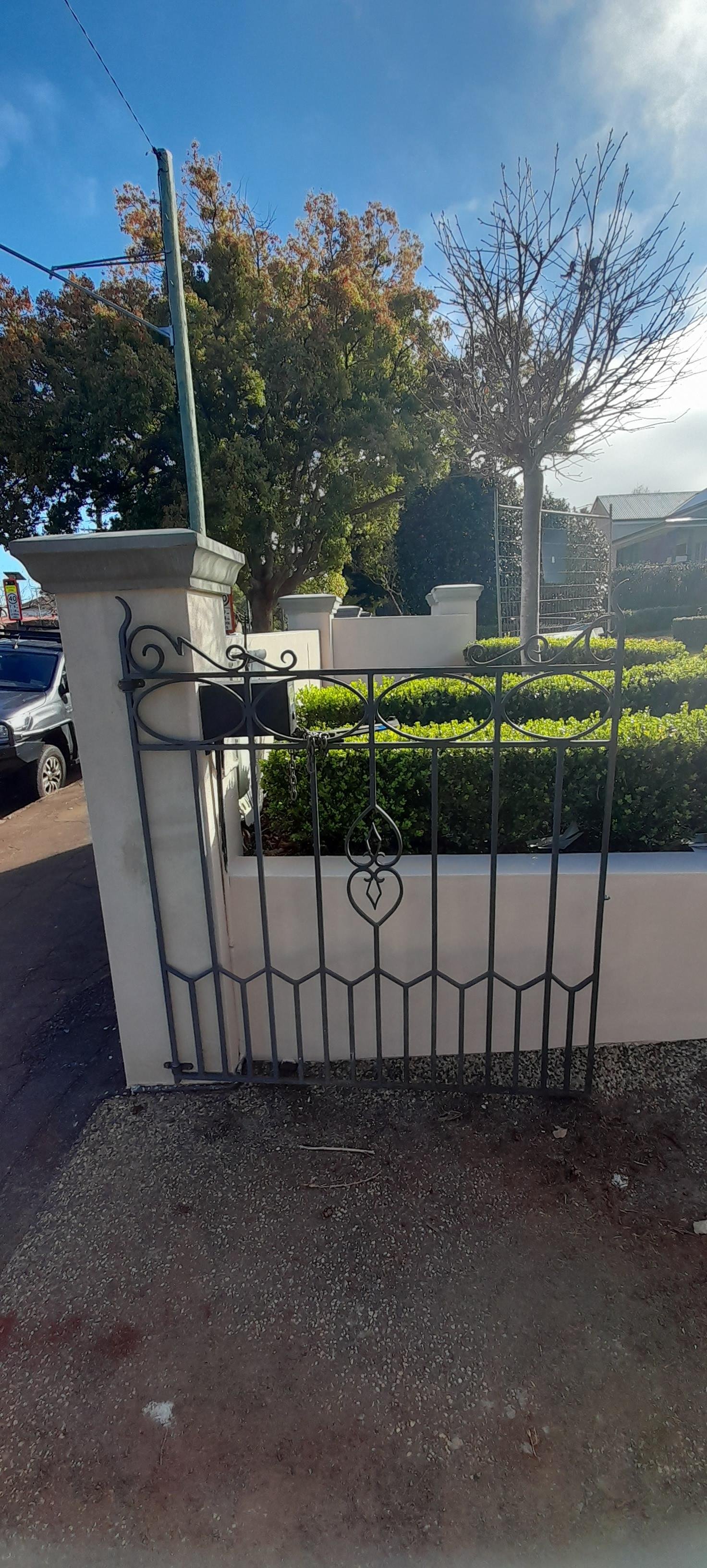 before Black Wrought Iron Swing Gate – Replacement PA Gate + Swing Gates, East Toowoomba