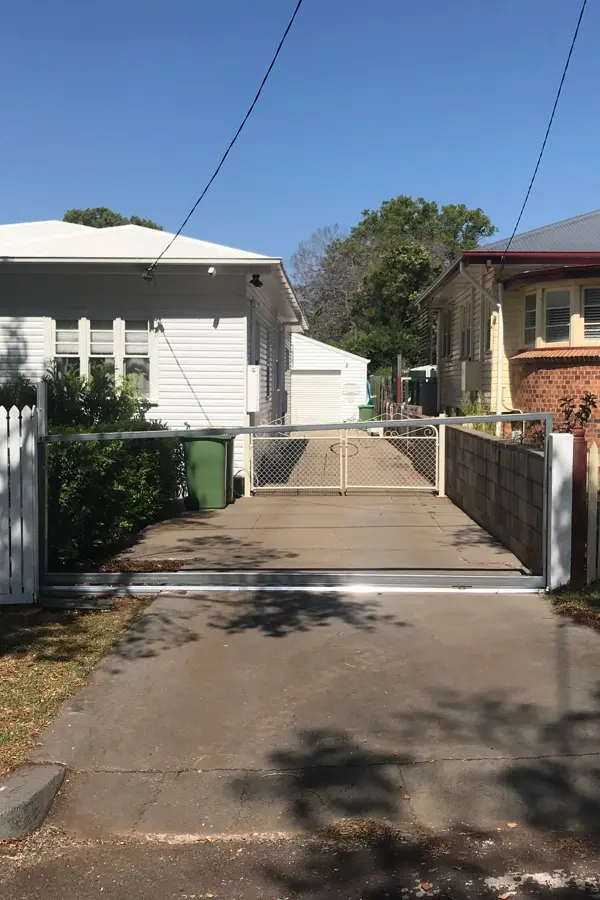 before Galvanised Pipe-Galvanised Sliding Gate – Slide Gate + Motor (warranty weld), South Toowoomba