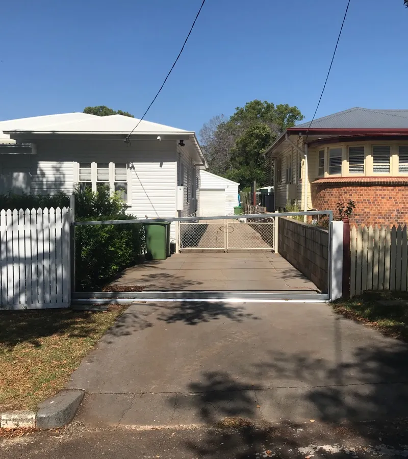 before Galvanised Pipe-Galvanised Sliding Gate – Slide Gate + Motor (warranty weld), South Toowoomba