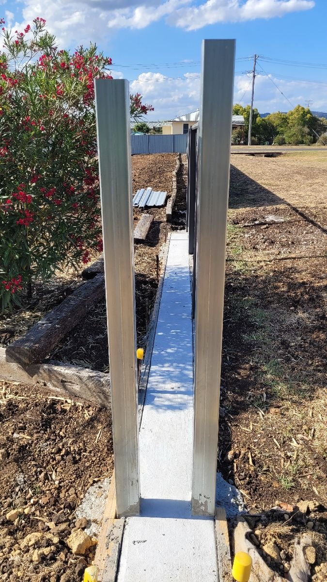 before Galvanised Pipe-Galvanised Sliding Gate – 2 x Slide Frame + Motors, Cambooya