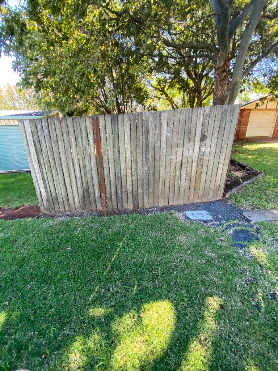 before Wood-look Timber Custom Door – Timber Fencing + Gate, Highfields