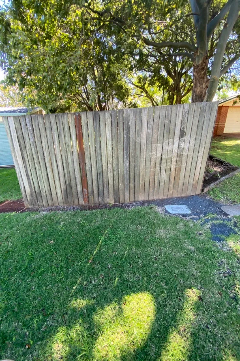 before Wood-look Timber Custom Door – Timber Fencing + Gate, Highfields