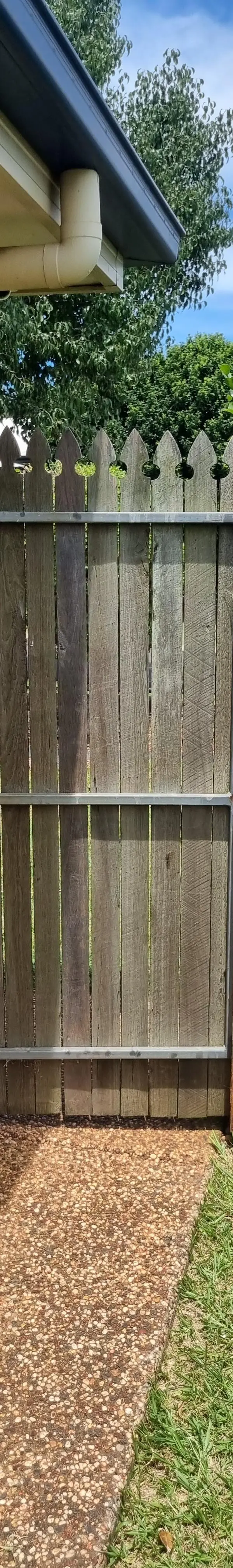 before Wood-look Timber Swing Gate – Personal Access Gate, Rangeville