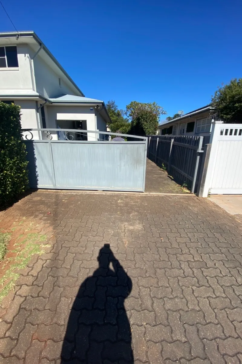 before White Colorbond Steel Sliding Gate – Replace Sliding Gate, Centenary Heights