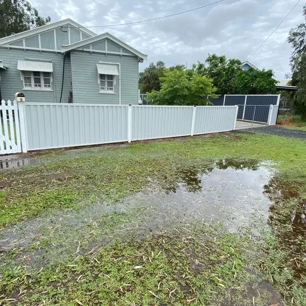 before White Timber Sliding Gate – Steel Frame, Oakey