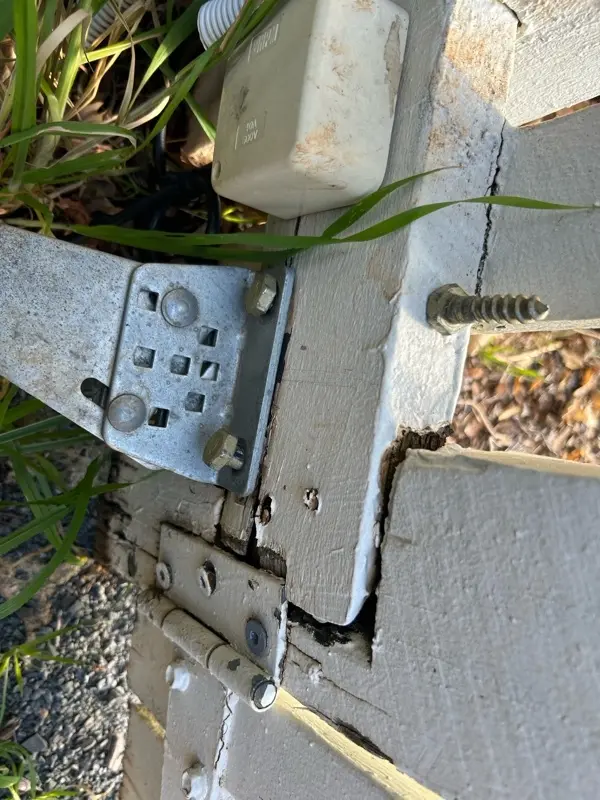 before White Timber Swing Gate – Rotten Gate Post (warranty repair), South Toowoomba