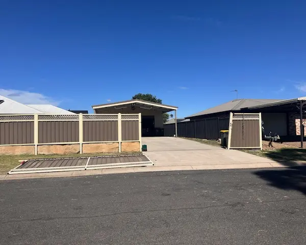 before Brown Colorbond + Lattice Sliding Gate – Walton repair, Dalby
