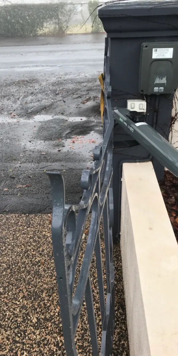 before Black Powder-coated Aluminium Swing Gate – Re-install gate and motor, East Toowoomba