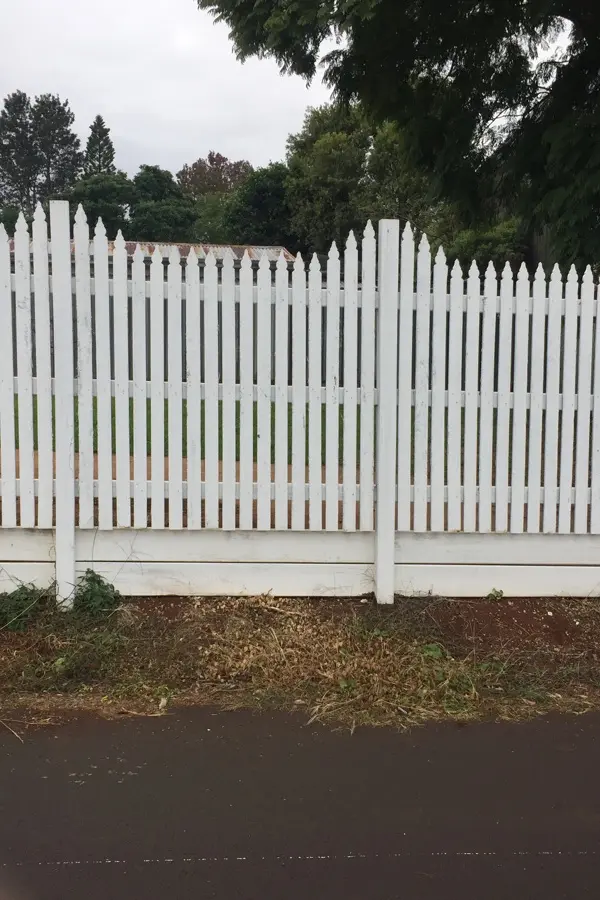 before White Powder-coated Aluminium + Timber Palings Sliding Gate – Slide Gate + Motor, North Toowoomba