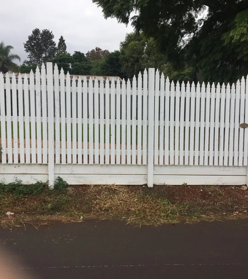 before White Powder-coated Aluminium + Timber Palings Sliding Gate – Slide Gate + Motor, North Toowoomba