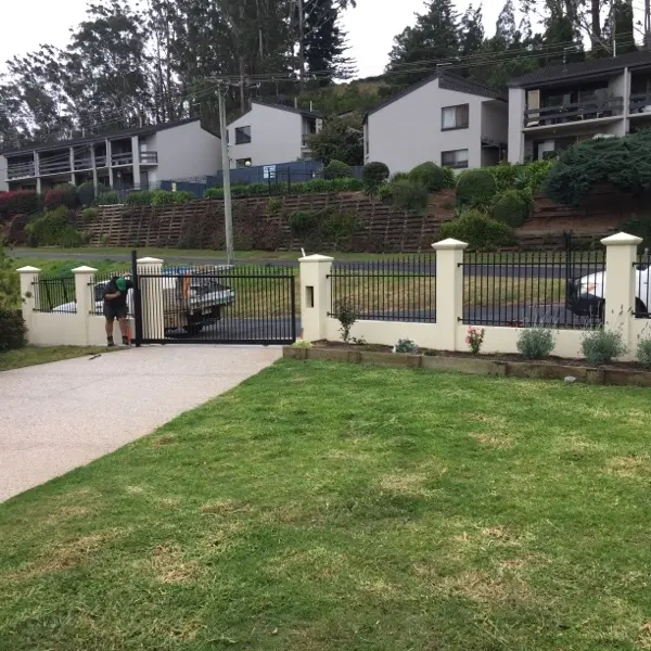 before Black Powder-coated Aluminium Sliding Gate – Fab Gate + Infill Panels, Mount Lofty