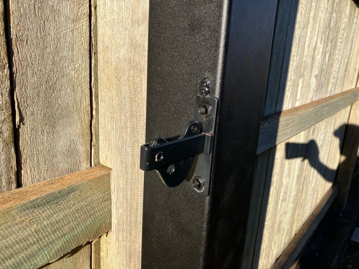 detail Black Powder-coated Steel Swing Gate – Gate (Pipe with Spears + PA + Infill), Highfields