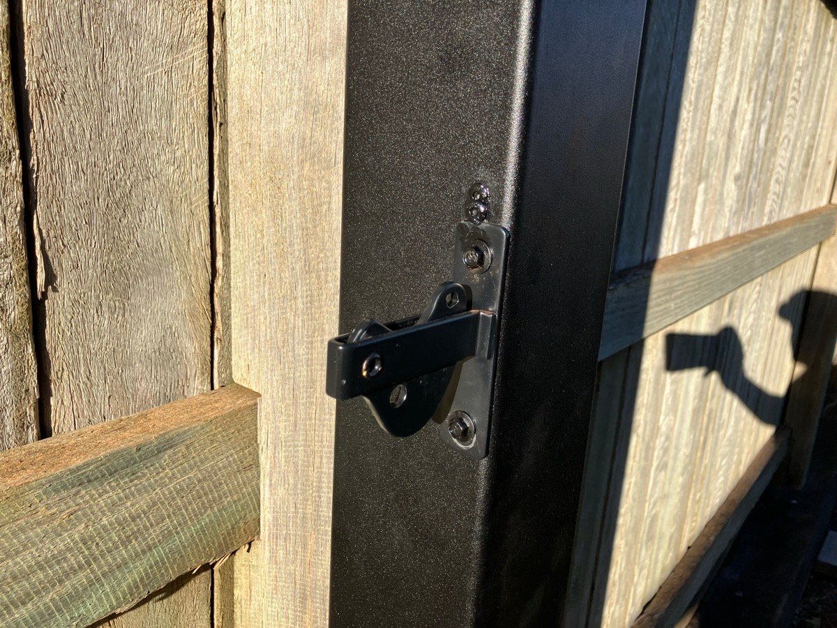 detail Black Powder-coated Steel Swing Gate – Gate (Pipe with Spears + PA + Infill), Highfields