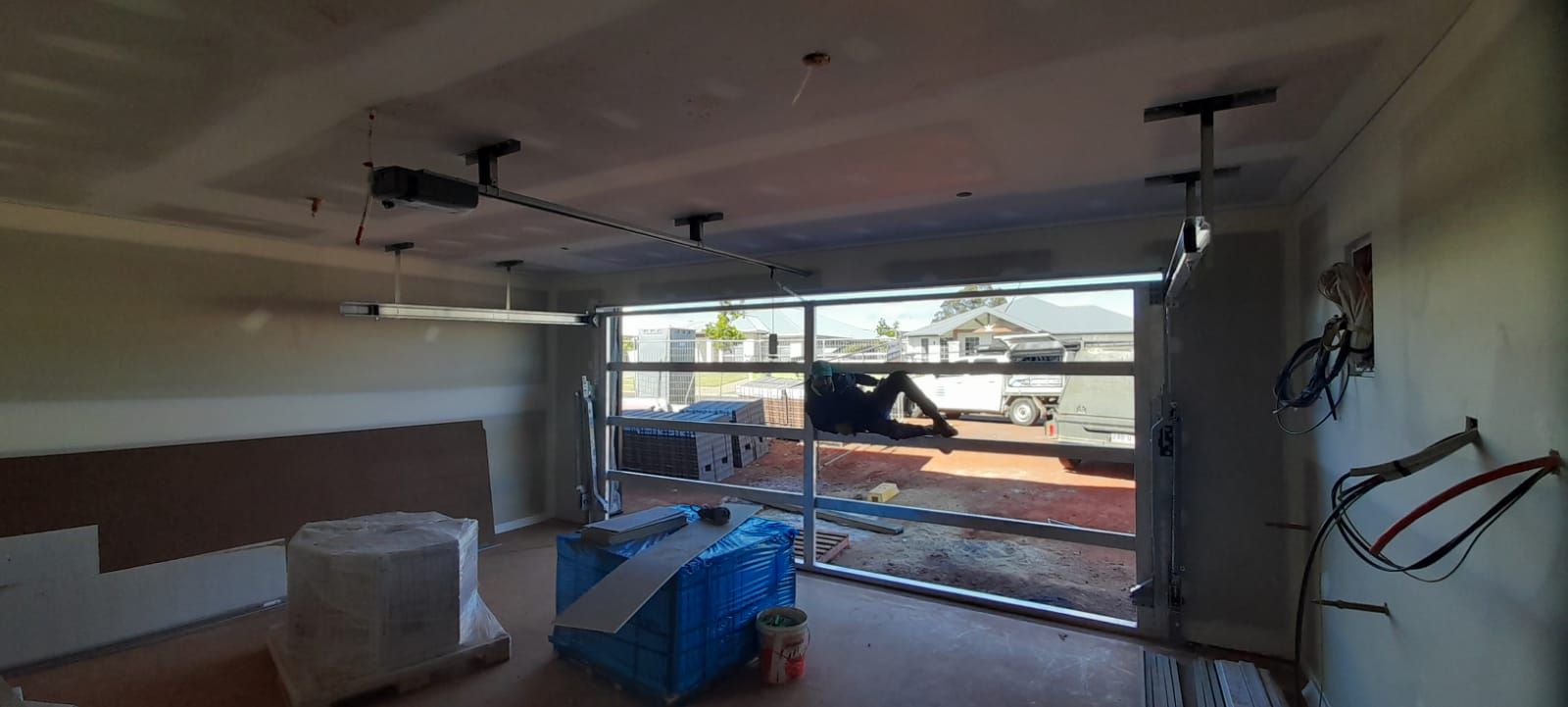 in progress Pearl White Gloss Powder-coated Aluminium Custom Door – Service Job - Gate, East Toowoomba
