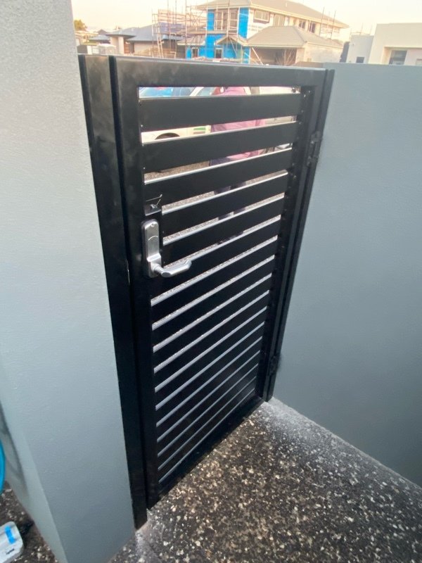 in progress Black Powder-coated Aluminium Swing Gate – PA Gates, Middle Ridge