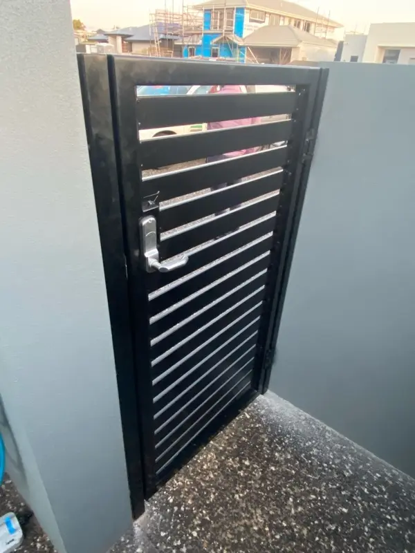 in progress Black Powder-coated Aluminium Swing Gate – PA Gates, Middle Ridge