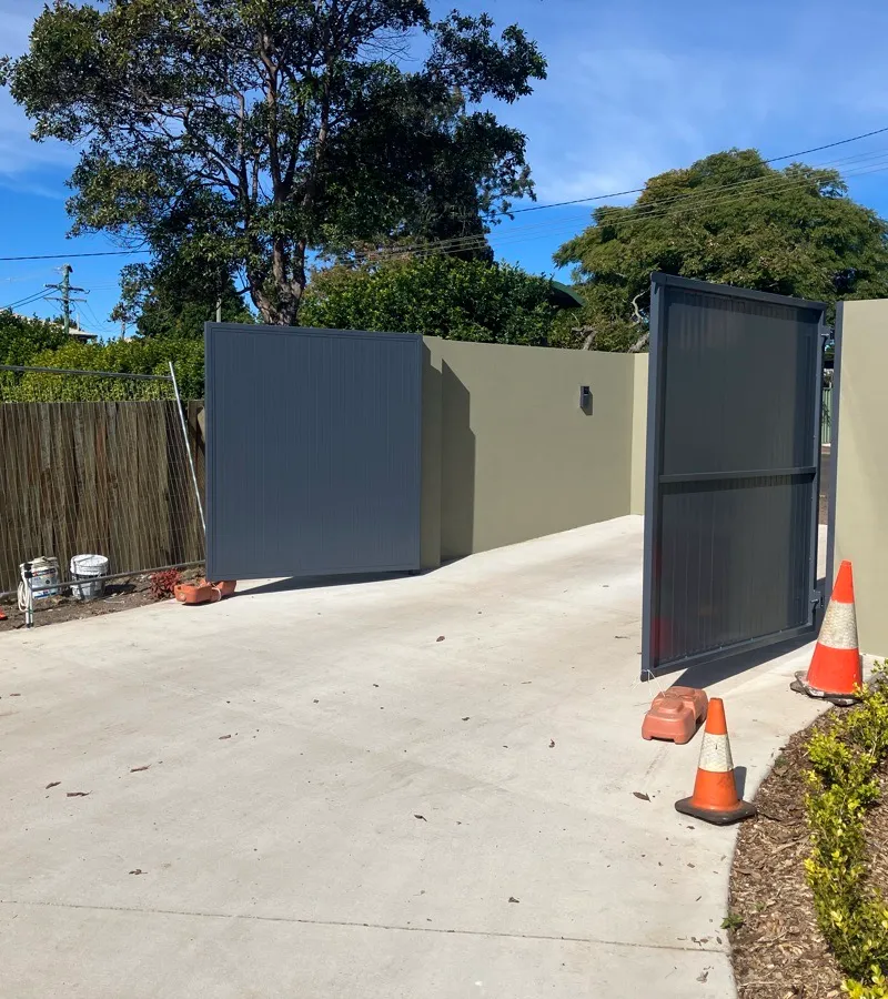 in progress Mixed Powder-coated Aluminium Swing Gate – 2 x Double Swing + PA Gate, Newtown