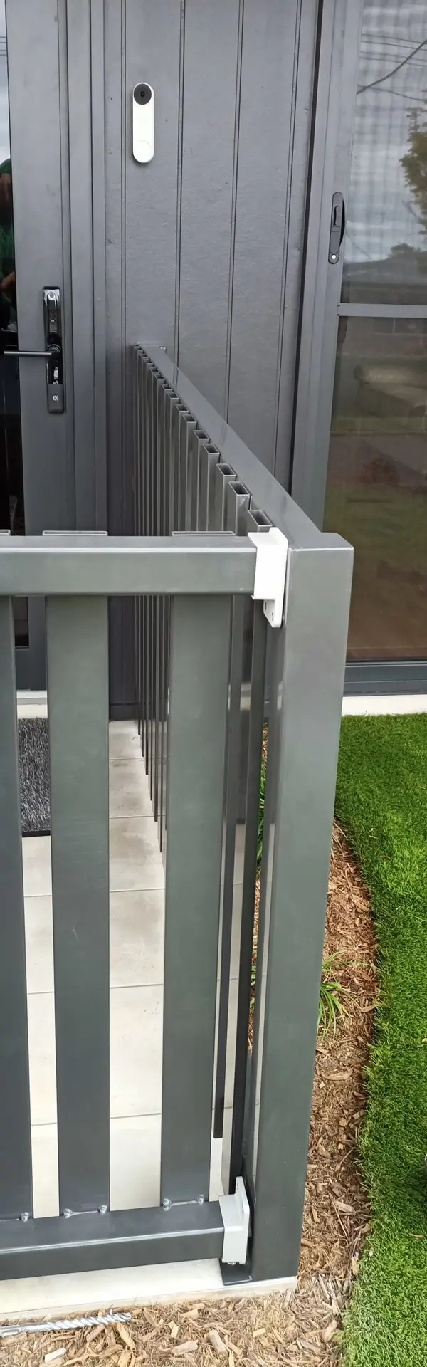 in progress Black Powder-coated Aluminium Custom Door – Ali Fence & Gate (Unit 1), Mount Lofty