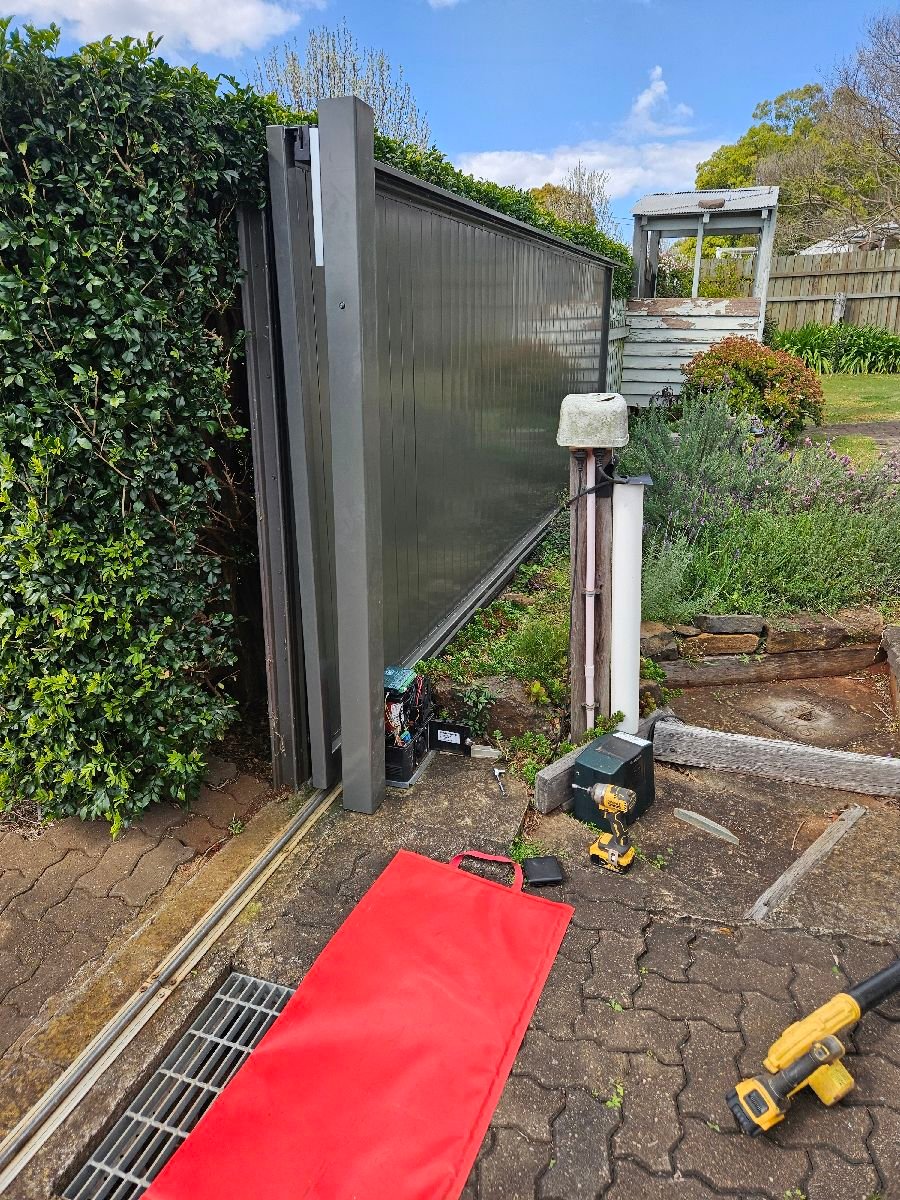 in progress Woodland Grey Powder-coated Aluminium Sliding Gate – Replace Sliding Gate, Centenary Heights
