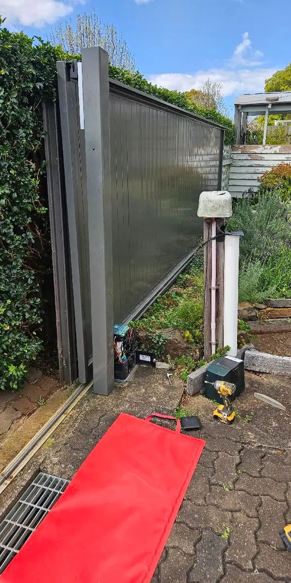 in progress Woodland Grey Powder-coated Aluminium Sliding Gate – Replace Sliding Gate, Centenary Heights