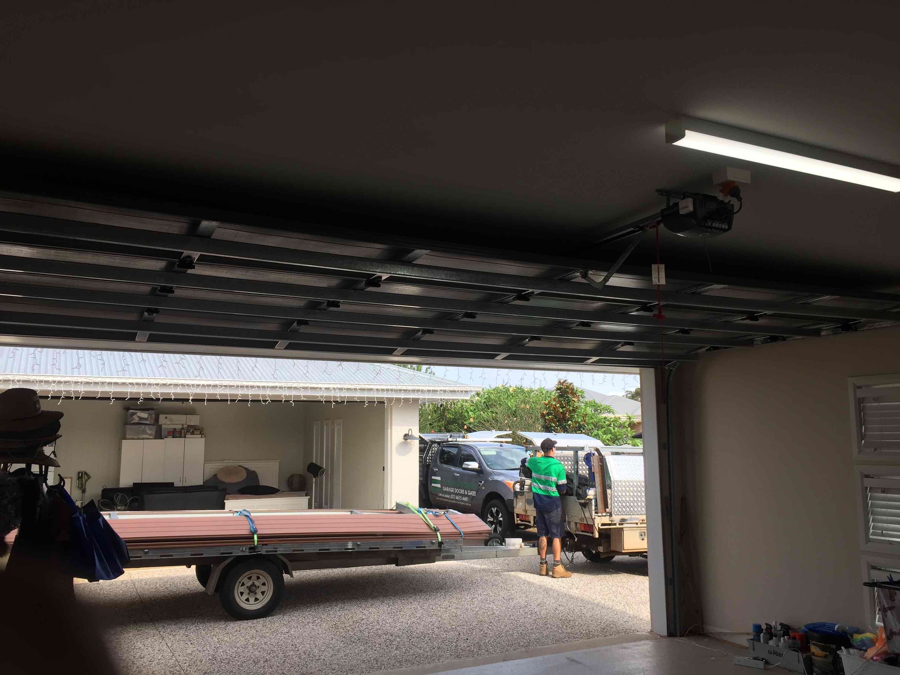 in progress Basalt Colorbond Steel Sectional Door – 2 x PD, Highfields