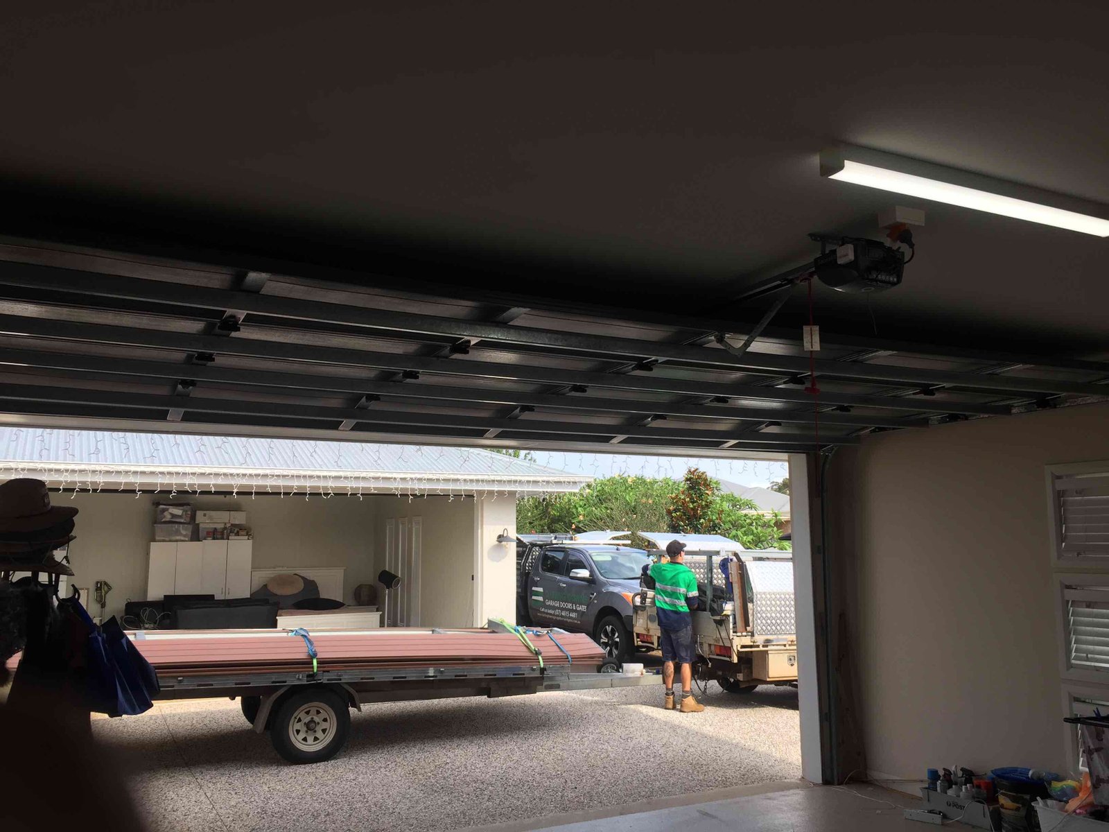 in progress Basalt Colorbond Steel Sectional Door – 2 x PD, Highfields