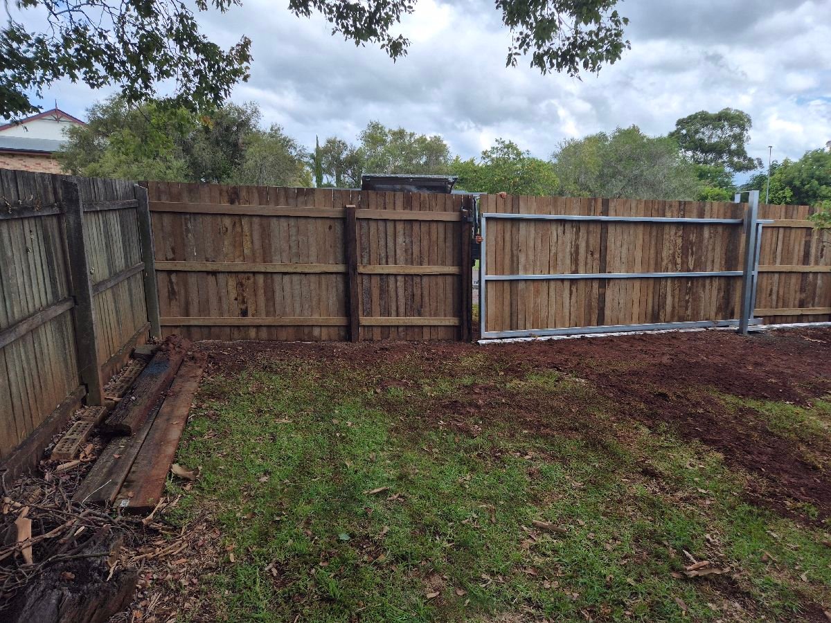 in progress Galvanised Pipe-Galvanised Sliding Gate – Timber Fencing + Gate, Highfields