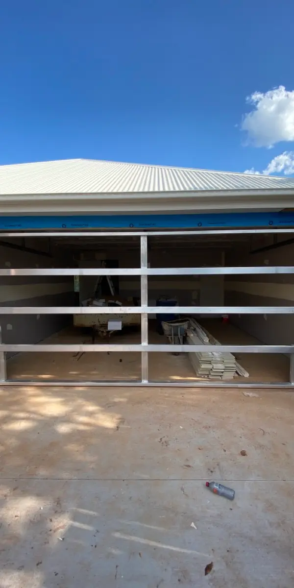in progress Galvanised Powder-coated Steel Custom Door – Tilt Door + Motor, North Toowoomba
