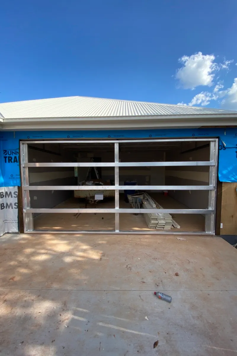 in progress Galvanised Powder-coated Steel Custom Door – Tilt Door + Motor, North Toowoomba